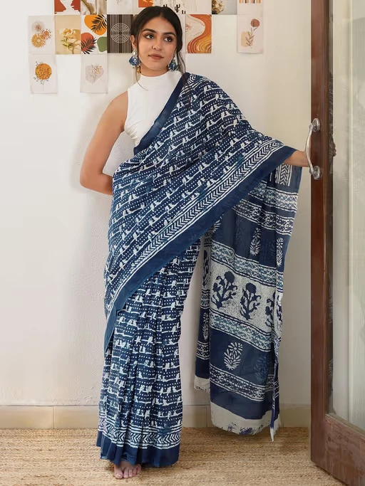 Gayatri Mulmul Cotton Saree with Unstitched Blouse