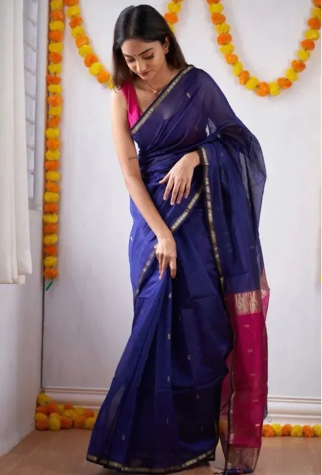 Ethnic Motifs Pure Cotton Handloom Banarasi Saree
