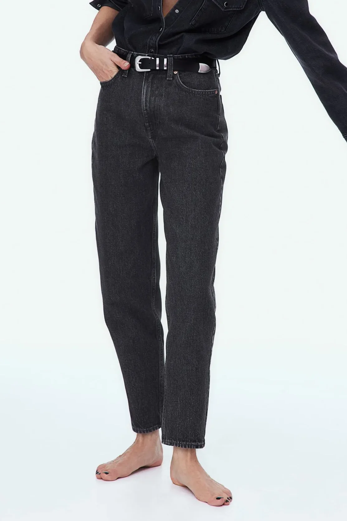 Mom Loose Fit Ultra High Ankle Jeans