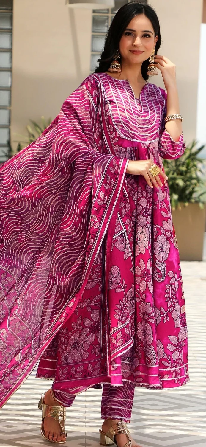 Magenta Anarkali suit set