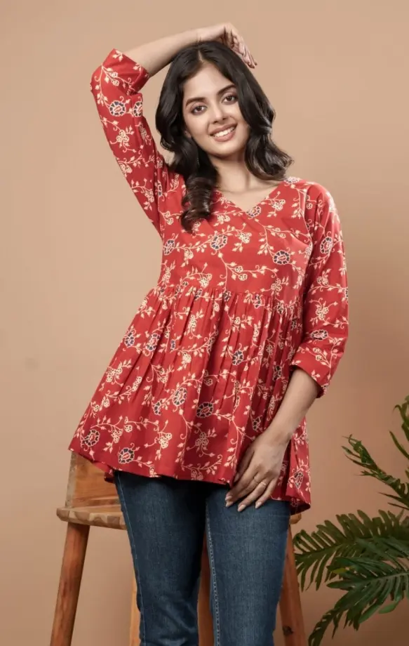 Women Floral Print Flared Tunic