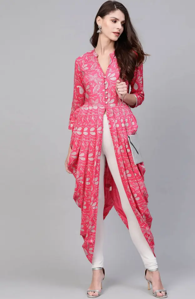 Pannkh Women Foil Printed Cowl Kurta