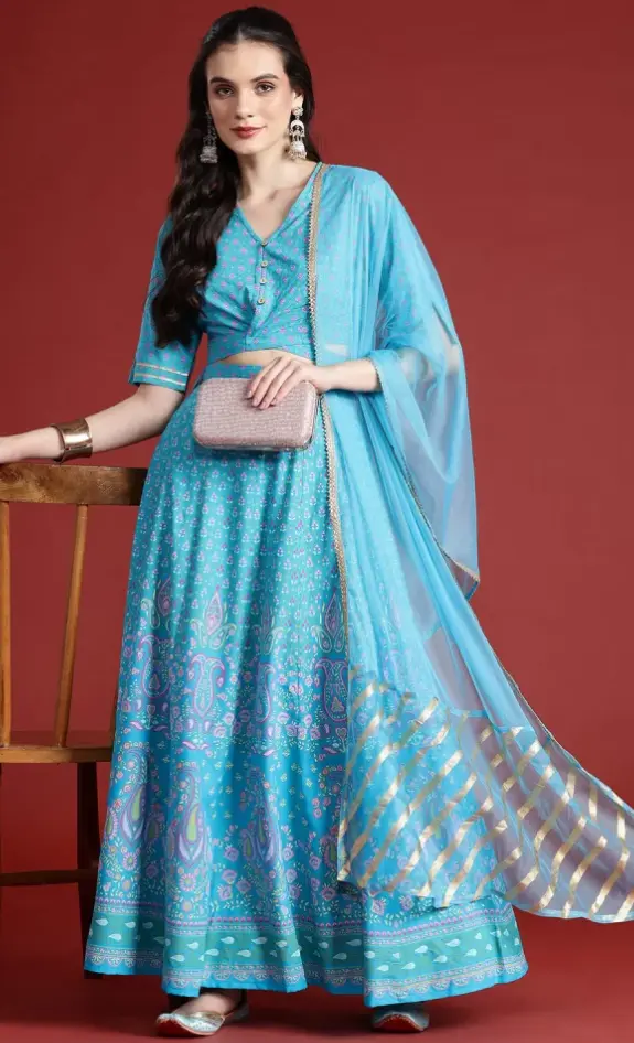 Anouk Printed Ready to Wear Lehenga and Blouse with Dupatta