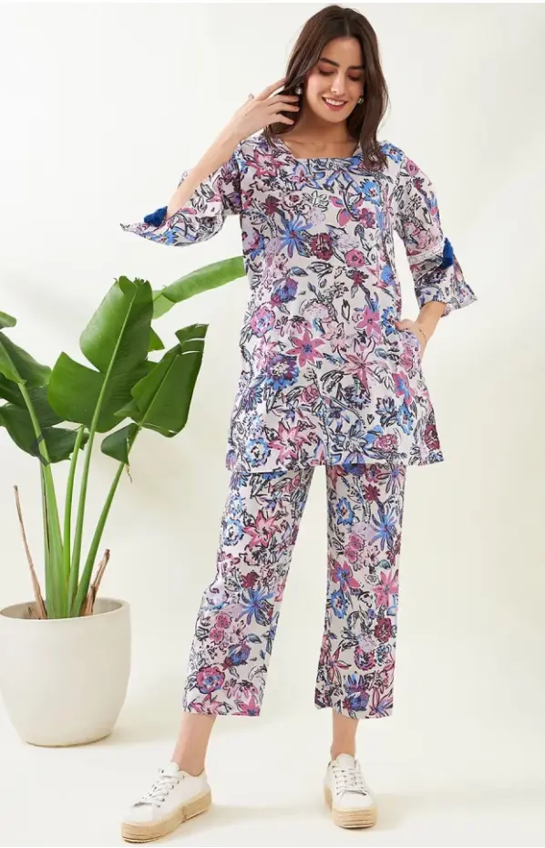 The Kaftan Company printed cotton Tunic with Trouser Co-ords