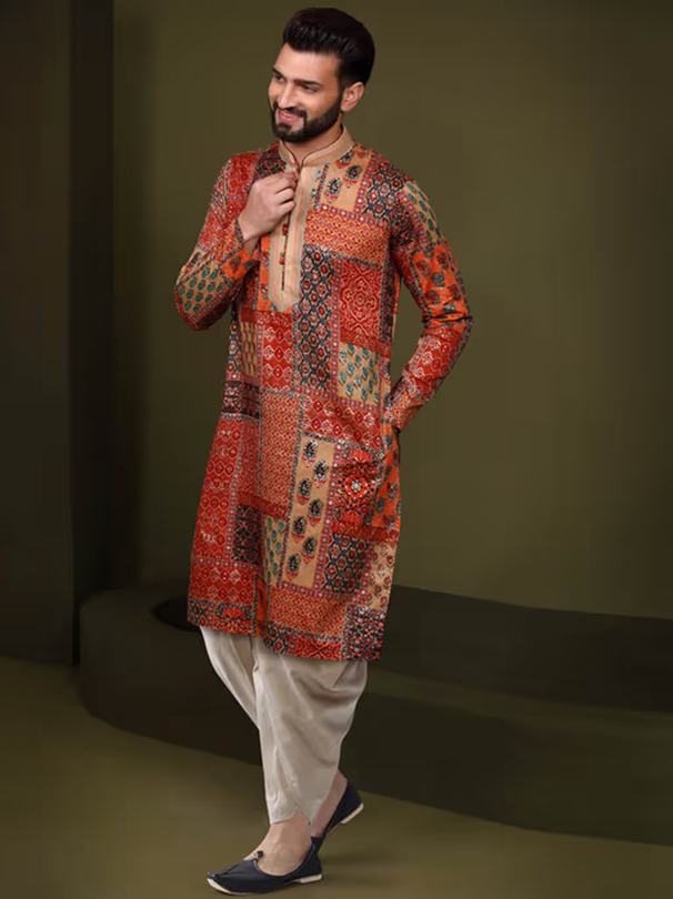 Men Multi-Color Kurta Dhoti