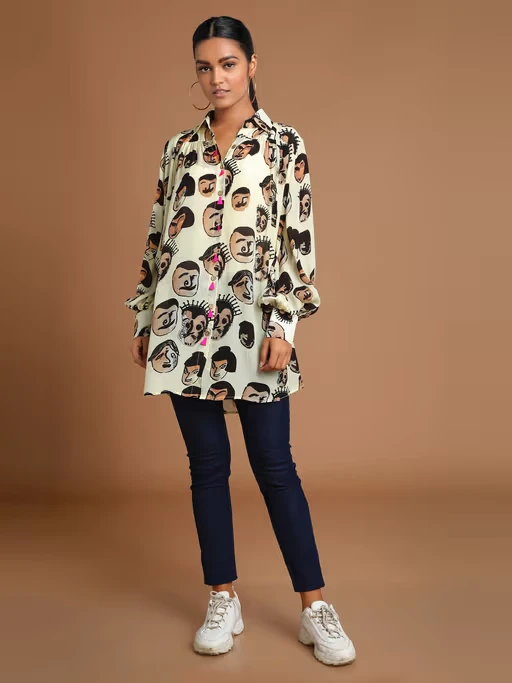 White Face Printed Shirt