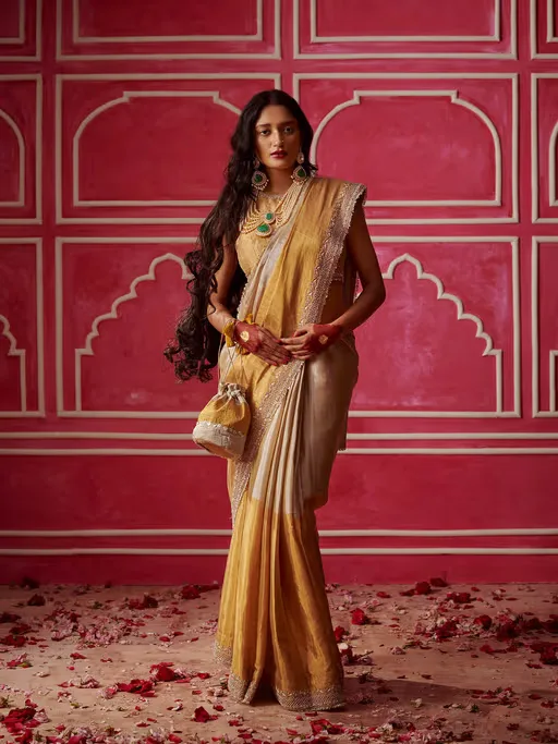 Sona Chandi Saree with Unstitched Blouse