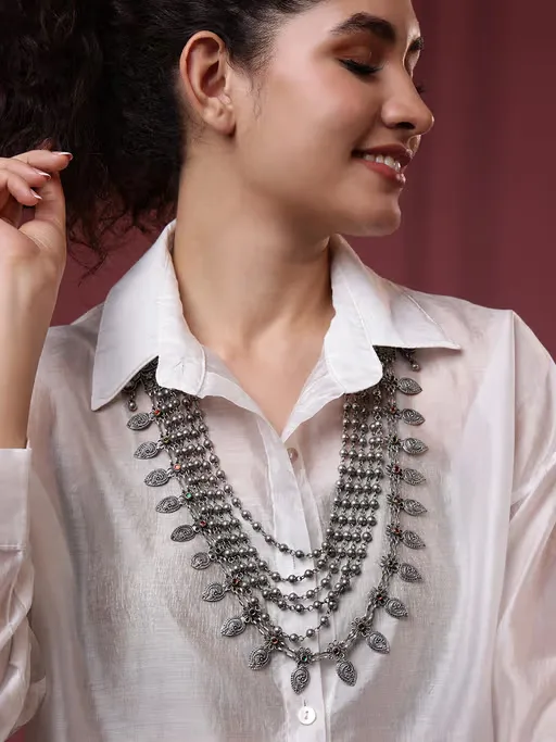 Multi-color silver-plated Oxidised Necklace