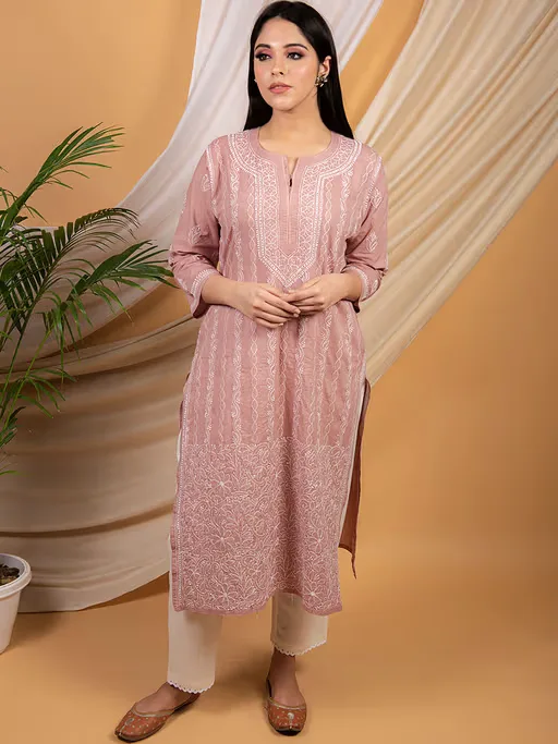 Dust Pink Embroidered Kurta