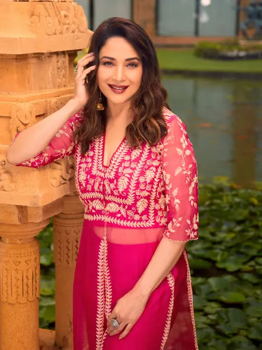 Pink Slit Chanderi Kurta and Palazzo worn by Madhuri Dixit