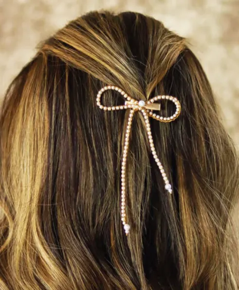 Pearl Hair Bow Alligator Clip