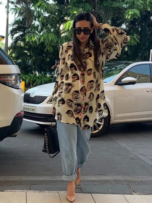 Masaba Off White Many Face Printed Shirt worn by Karisma Kapoor