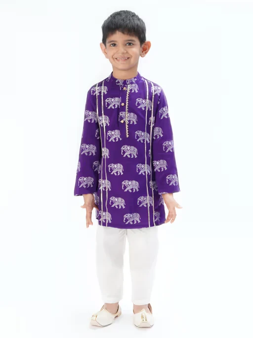 Trunk Tales Boys Purple Kurta with Pant 
