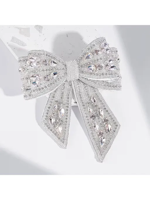 Embellished Crystal Hair Bow Barrette Clip