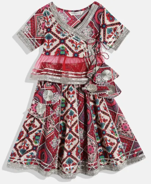 Girls Ethnic Motifs Printed Ready to Wear Lehenga & Choli