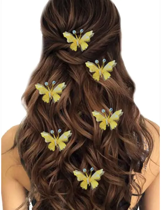 Artificial Butterfly Design With Stone Flower Hair Accessory