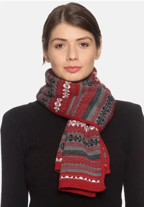 Red & Grey Knit Muffler