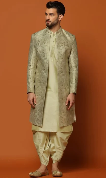 Self Design Cotton Indo-Western Sherwani