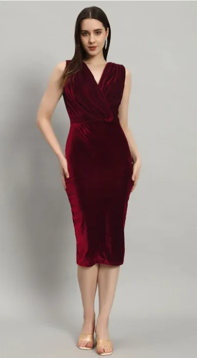 Velvet Sheath Midi Dress