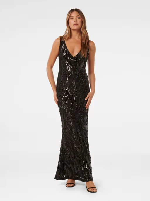 Marlena V-Neck Sequin Gown