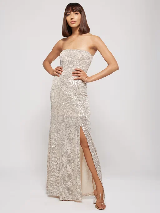 Off-white Sequined Tube Gown