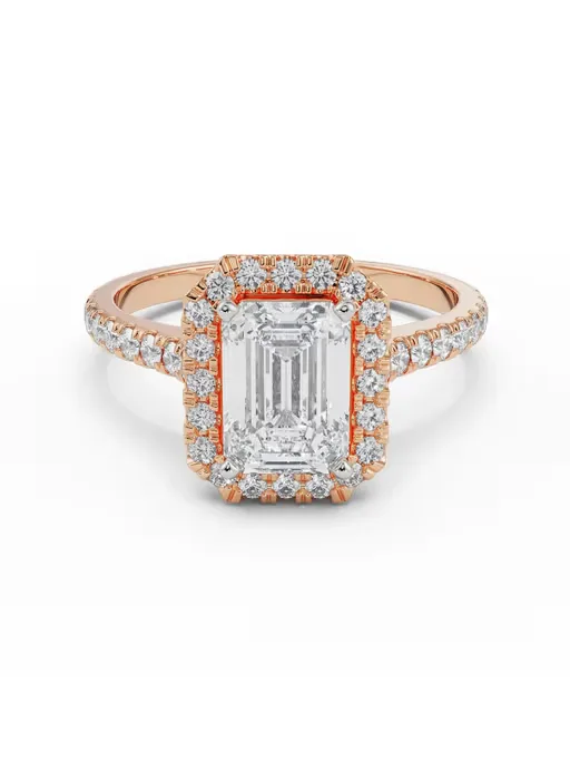 Pave Diamond Halo Engagement 14 KT Ring