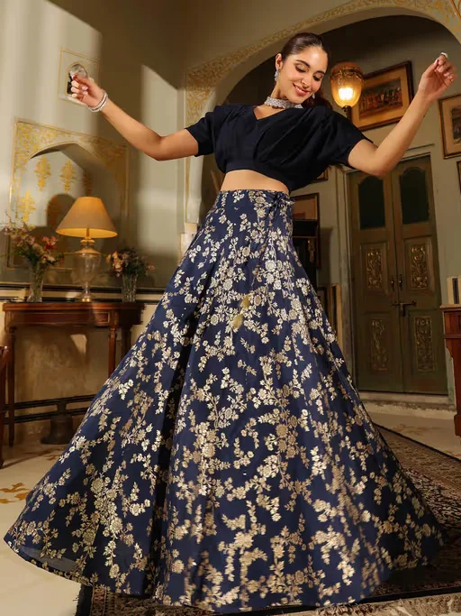 Navy Blue Top with Skirt