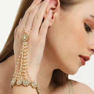 Floral Ethnic Hathphool Bracelet with Ring