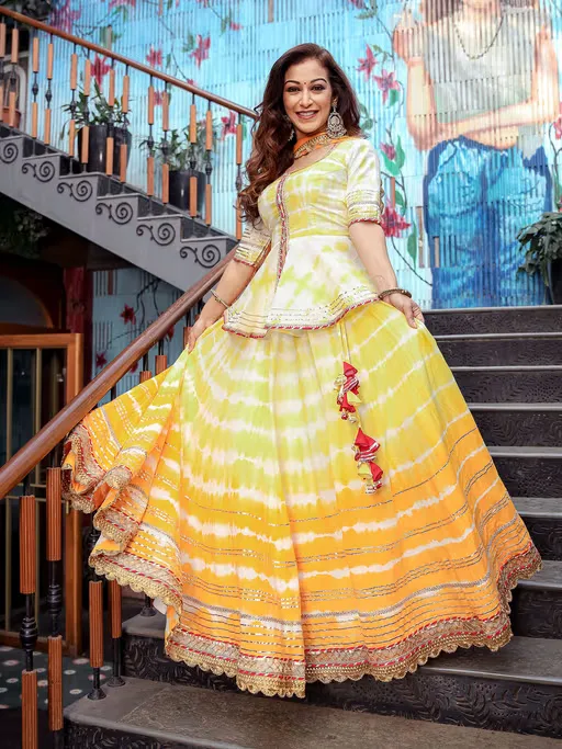 Yellow Peplum Skirt Dupatta