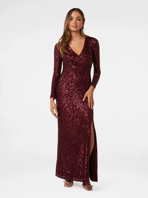 Laurie Petite Sequin Long Sleeve Gown