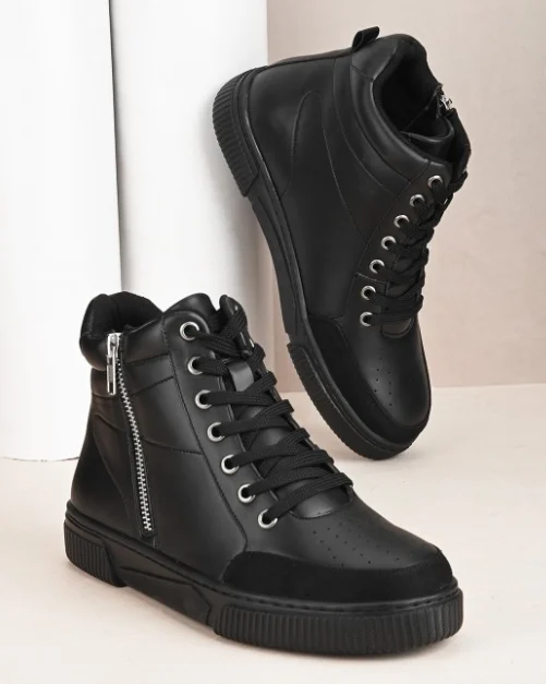 Black Lightweight Mid-Top Sneakers