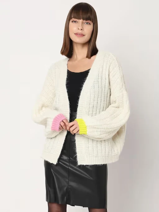 Off-white Front Open Cardigan