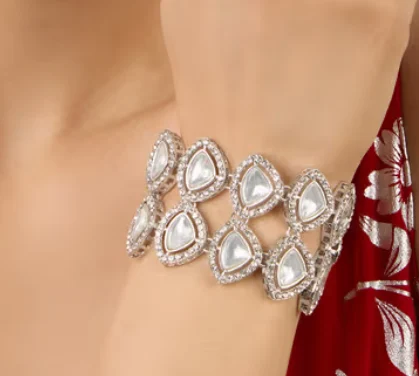 Silver Tone Dazzling Broad Bracelet