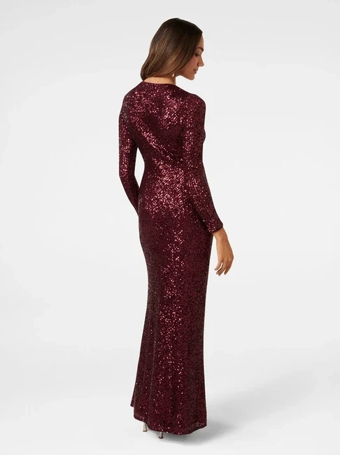 Sequin Long Sleeve Gown