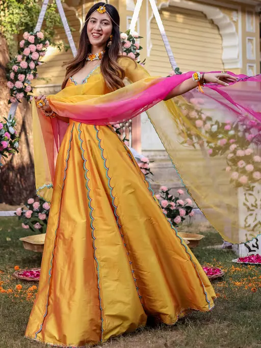 Yellow Scallop Lehenga