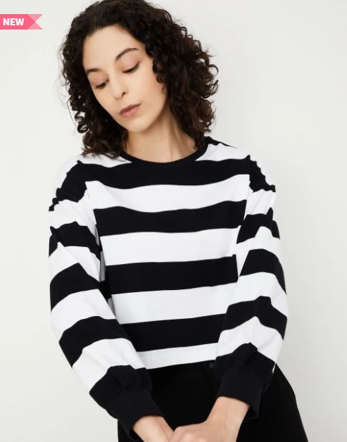 Striped Round Neck Oversized T-Shirt