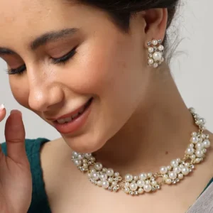 Gold Plated White Pearl Jewellery