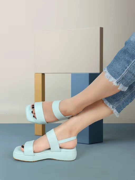 Sky Blue Color Buckled Solid Comfortable Sandals