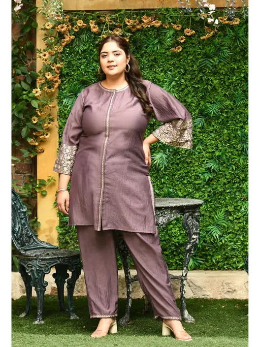Lavender Silk Kurta and Pant Set