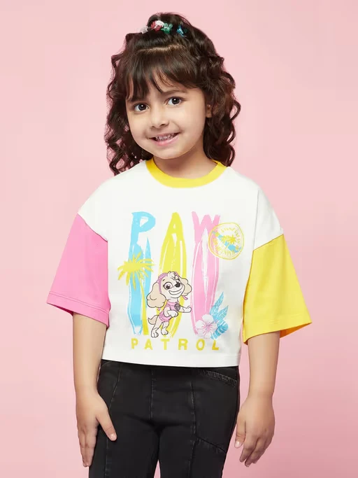 Girls Cotton White T-Shirt