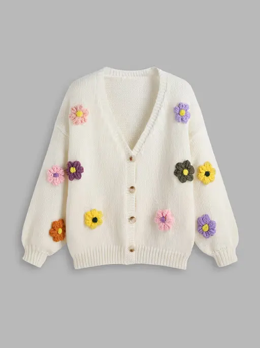 3D Flower Knitted Cardigan