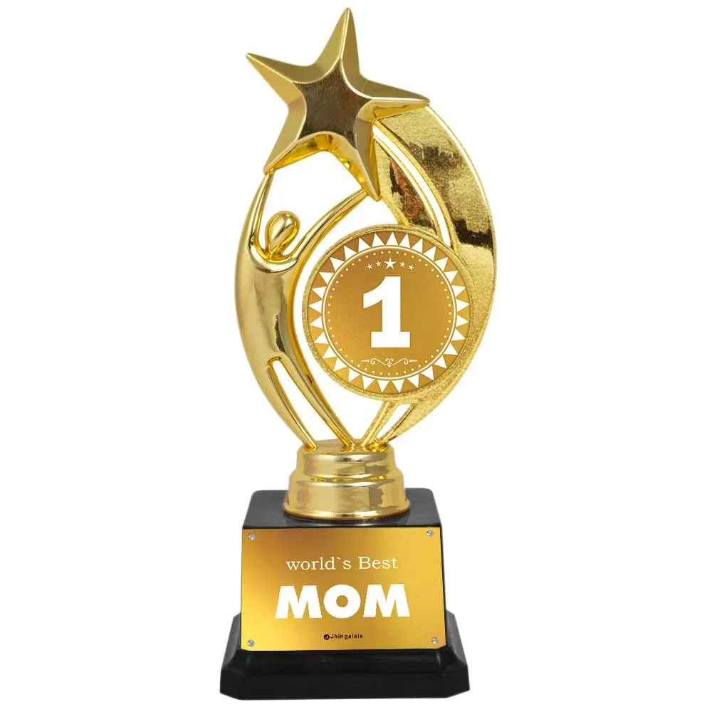 World's Best Mom Printed Golden Award Trophy