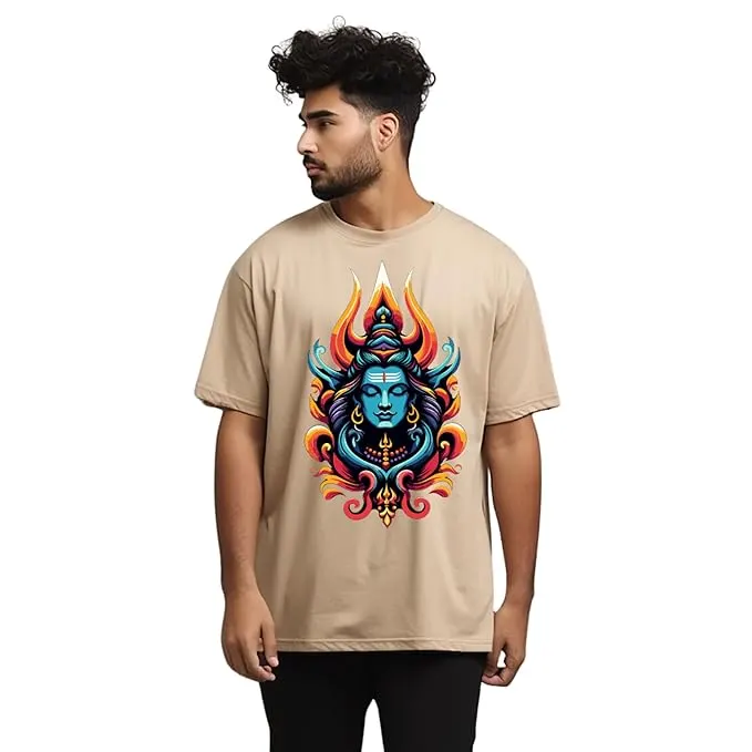 Shiva Om Printed Beige T-shirt 