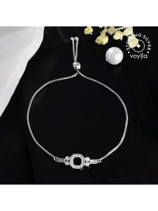 Mother's Day Collection Sterling Silver White Zircons Bracelet
