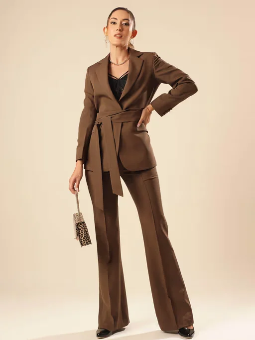 Brown Florence Blazer and Pants with Belt 