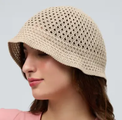 Beige Crochet Knitted Bucket Hat