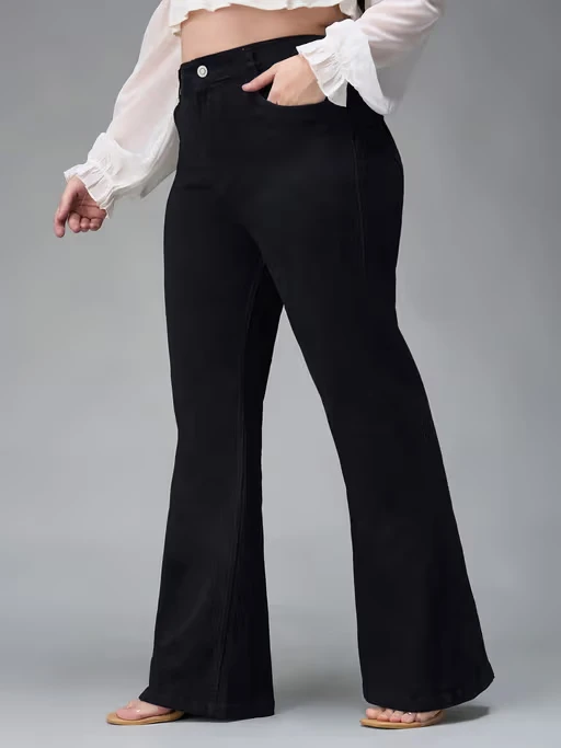 Plus Size Women Black Bootcut Jeans