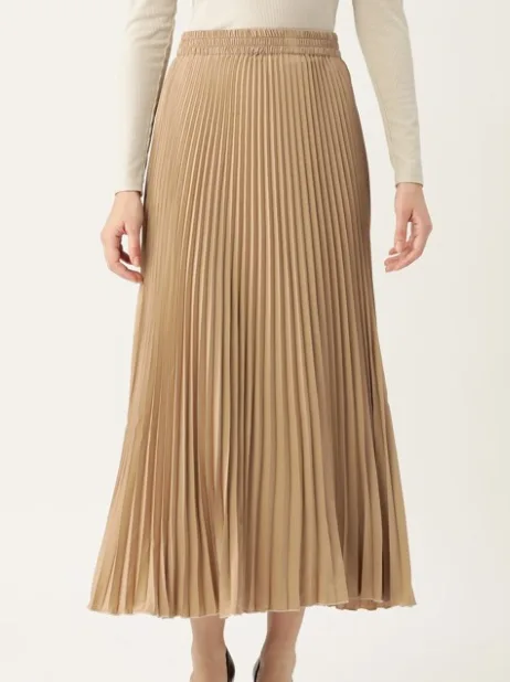 Accordion Pleated Maxi Flared Skirt
