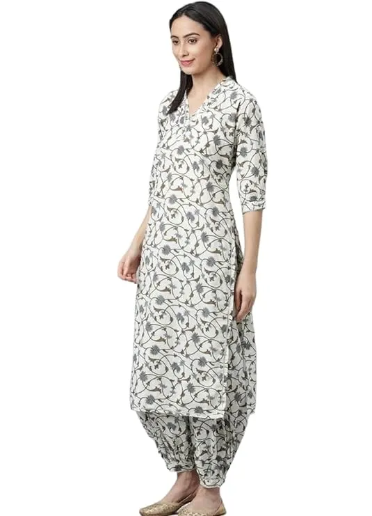 LookMark Women’s Trendy Printed Cotton Kurta and Afghani Pant Set