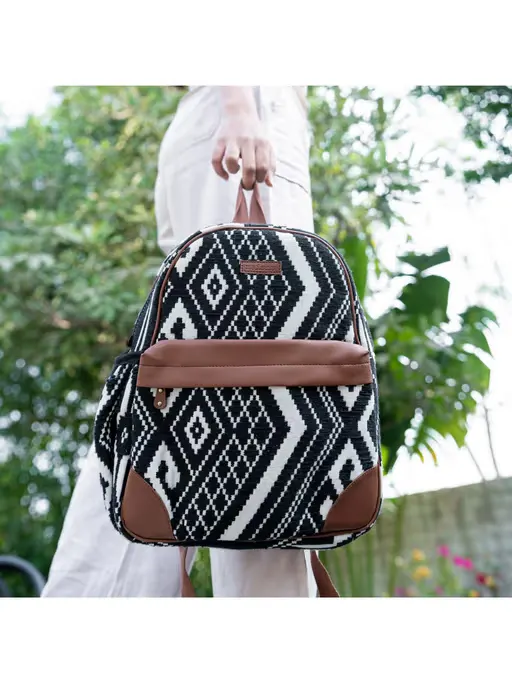 Black Aztec Compact Backpack